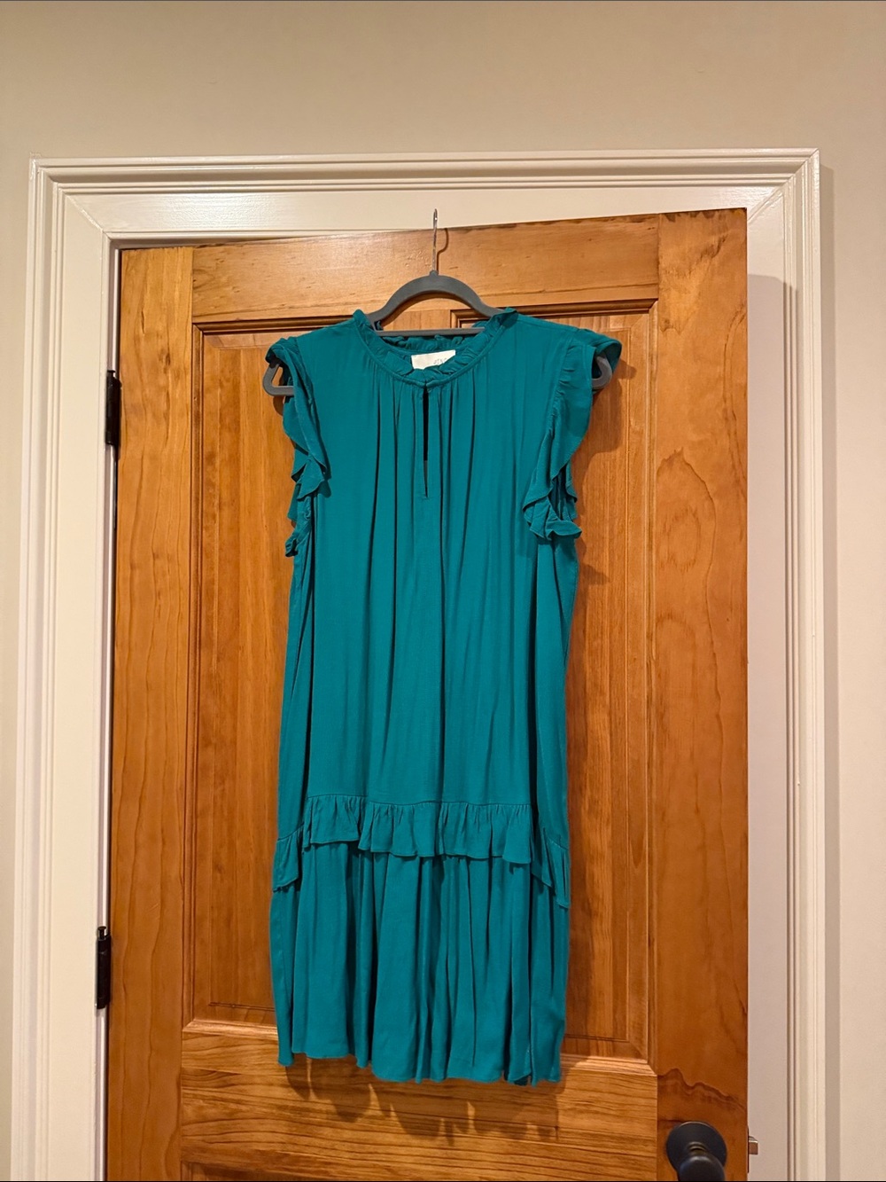 Pinch Teal Ruffle Sleeve Midi Dress